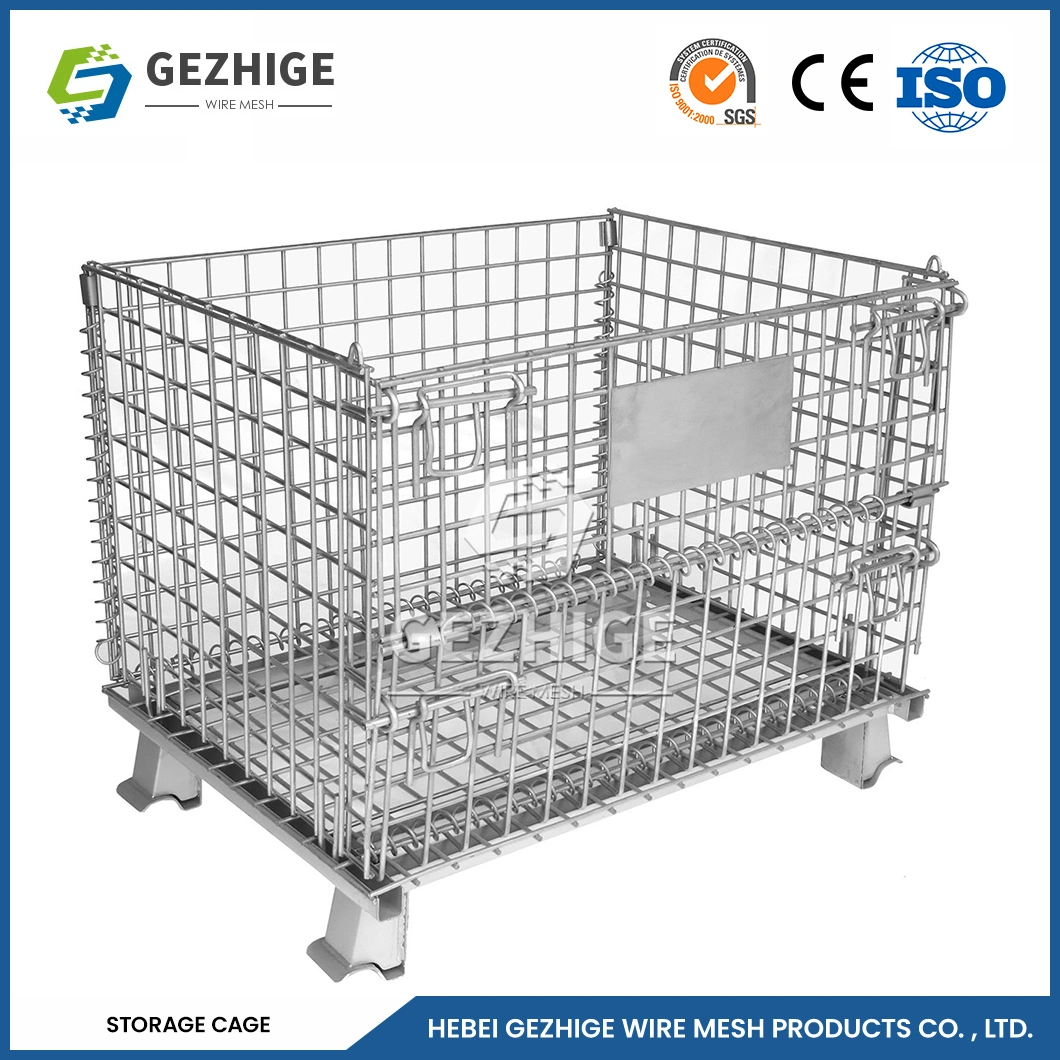 Gezhige High Quality Steel Wheels 50X50 Storage Cages Wire Mesh Pallet Cage High Load Capacity Storage Cages