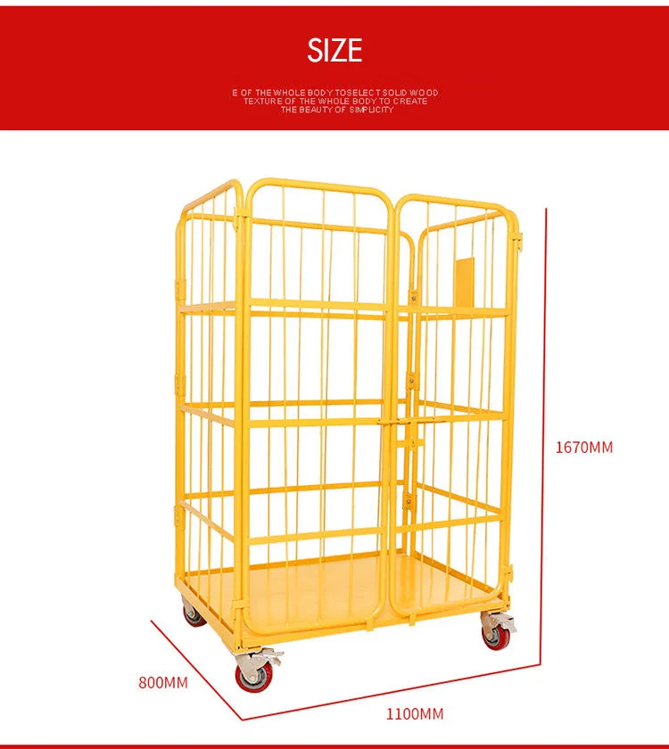 Supermarket Warehouse Wire Storage Cage with Wheels