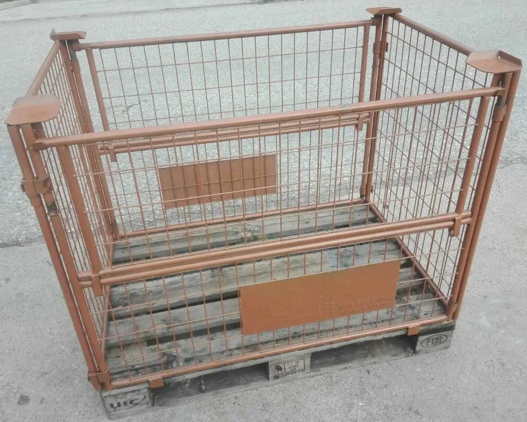 EU Type Warehouse Collapsible Stackable Wire Mesh Storage Metal Cage Stillage